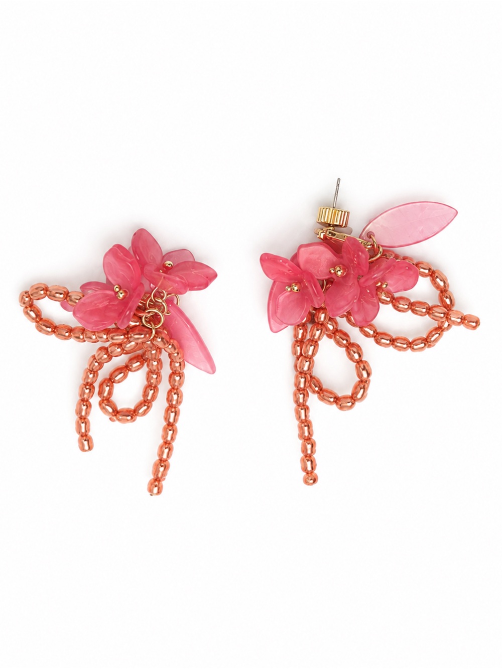 House of Harlow 1960 Pink Floral Chain Drop Earrings
